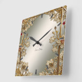 Gouden Bloemenklok Vierkante Klok (Hoek)