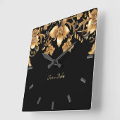 Gouden Bloemenklok Vierkante Klok (Hoek)