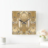 Gouden Bloemenklok Vierkante Klok (Huis)