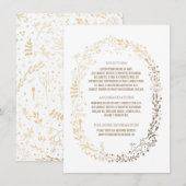 Gouden bloemenkrans Elegant Boeket Bruiloft Detail Informatiekaartje (Voorkant / Achterkant)