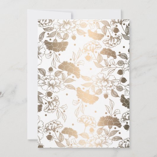 Gouden Bloemenkrans Elegant Wit Vrijgezellenfeest Kaart (Achterkant)