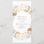 Gouden Bloemenkrans Pioenen Tuin Trouwprogramma's Programmakaart (Voorkant)