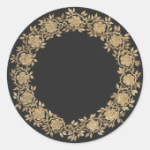 Gouden bloemenkrans ronde sticker (Voorkant)