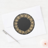 Gouden bloemenkrans ronde sticker (Envelop)