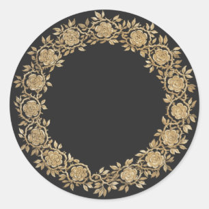 Gouden bloemenkrans ronde sticker