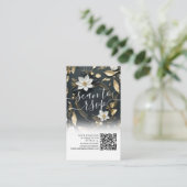 Gouden Bloemenkrans Trouw QR-code Website RSVP Informatiekaartje (Staand voorkant)