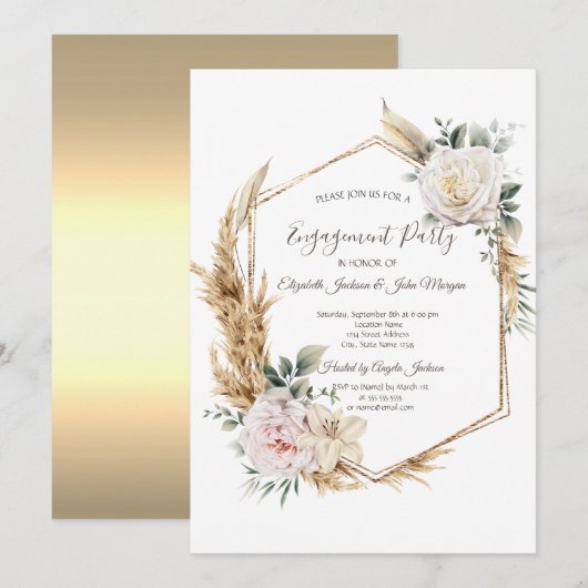 Gouden bloemenlijst kaart (Voorkant / Achterkant)