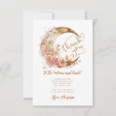 Gouden bloemenmaan dank u aan de maan verjaardag kaart (Voorkant)