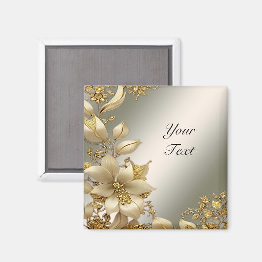 Gouden bloemenmagneet magneet (Voorkant / Achterkant)