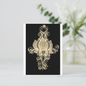 Gouden bloemenmehndi briefkaart (Staand voorkant)