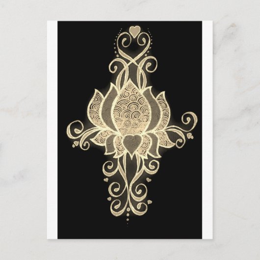 Gouden bloemenmehndi briefkaart (Voorkant)