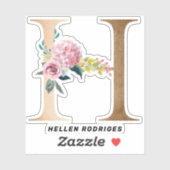 Gouden bloemenmonogrammen belettering sticker (Vel)