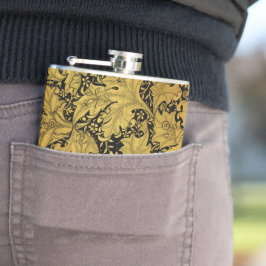 Gouden bloemenpatroon Oosterse bloem Heupfles