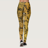 Gouden bloemenpatroon Oosterse bloem Leggings (Achterkant)