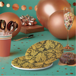 Gouden bloemenpatroon Oosterse bloem Papieren Bordje