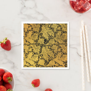 Gouden bloemenpatroon Oosterse bloem Servet