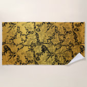 Gouden bloemenpatroon Oosterse bloem Strandlaken (Voorkant)