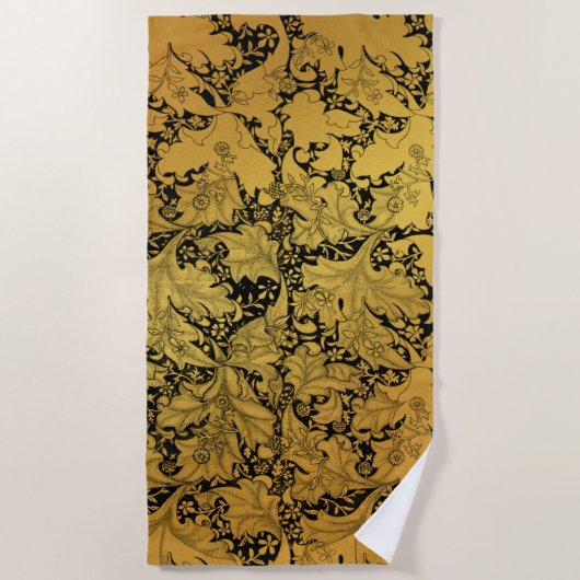 Gouden bloemenpatroon Oosterse bloem Strandlaken (Voorkant)