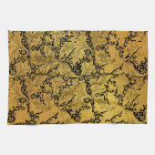 Gouden bloemenpatroon Oosterse bloem Theedoek (Horizontaal)