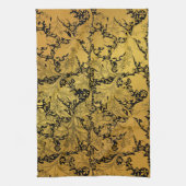 Gouden bloemenpatroon Oosterse bloem Theedoek (Verticaal)
