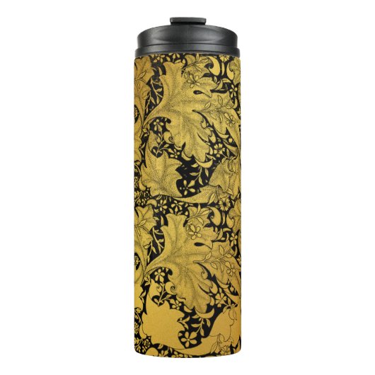 Gouden bloemenpatroon Oosterse bloem Thermosbeker (Voorkant)