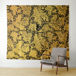 Gouden bloemenpatroon Oosterse bloem Wandkleed