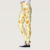 Gouden bloemenpatroon voor de herfst. L Geel BG Leggings (Links)