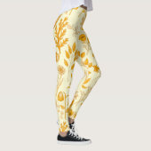 Gouden bloemenpatroon voor de herfst. L Geel BG Leggings (Rechts)