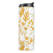 Gouden bloemenpatroon voor de herfst thermosbeker (Gedraaid links)