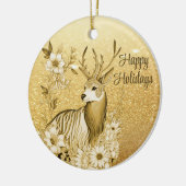 Gouden bloemenrendieren keramisch ornament (Links)