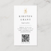 Gouden Bloemenschaar Logo QR Code Haarstylist Visitekaartje (Achterkant)