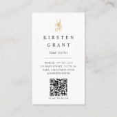 Gouden Bloemenschaar Logo QR Code Haarstylist Visitekaartje (Achterkant)