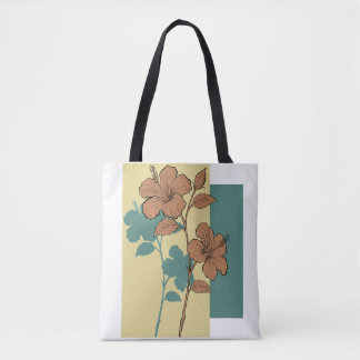 Gouden bloemenschaduw tote bag
