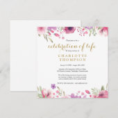 Gouden bloemenschrift levensviering funeral kaart (Voorkant / Achterkant)