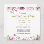 Gouden bloemenscript voor levensviering bij begraf kaart (Voorkant / Achterkant)