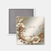 Gouden bloemensieraadmagneet magneet (Voorkant / Achterkant)