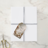 Gouden bloemensieradekaart cadeaulabel (Met Touw)