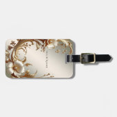 Gouden bloemensieraden label bagagelabel (Voorkant horizontaal)
