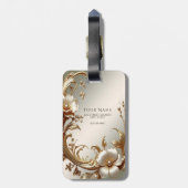 Gouden bloemensieraden label bagagelabel (Achterkant verticaal)