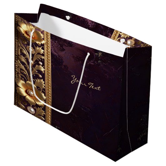 Gouden bloemensieraden met parels cadeautas (Voorkant Gekanteld)