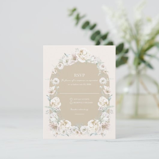 Gouden bloementuin bruiloft RSVP (Staand voorkant)