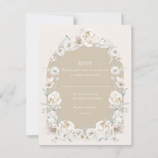 Gouden bloementuin bruiloft RSVP Kaartje (Voorkant)