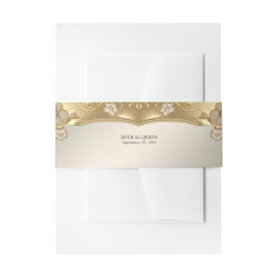 Gouden  Bloemenuitnodiging Buikband Uitnodigingen Wikkel