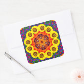 Gouden bloemenvink vierkante sticker (Envelop)