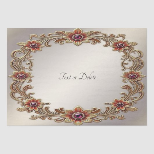 Gouden bloemframe met rode stenen tissuepapier (Voorkant)