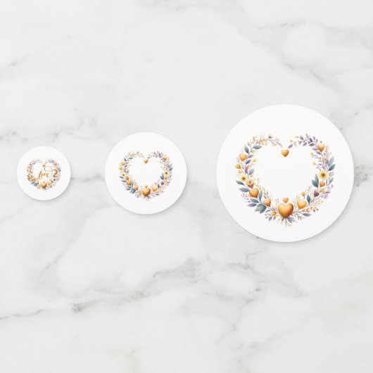 Gouden Bloemhartjes Bruidsfeest Confetti (Voorkanten)