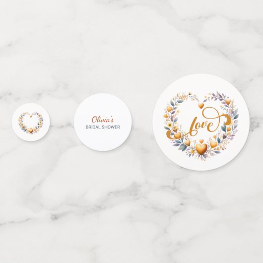 Gouden Bloemhartjes Bruidsfeest Confetti (Achterkanten)