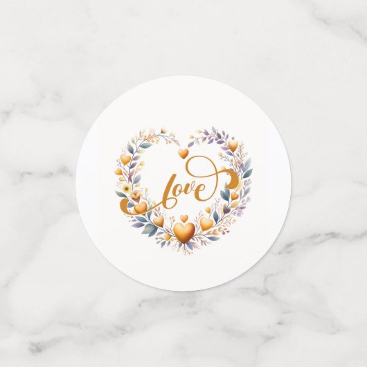 Gouden Bloemhartjes Bruidsfeest Confetti (Kleine voorkant)