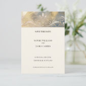 Gouden Bloemige Art Deco Save The Date (Staand voorkant)