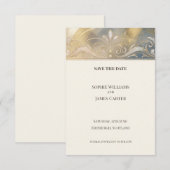 Gouden Bloemige Art Deco Save The Date (Voorkant / Achterkant)